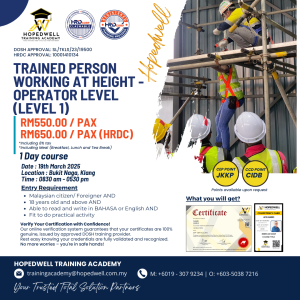 TRAINED PERSON WORKING AT HEIGHT - OPERATOR LEVEL (LEVEL 1) - WAHO1